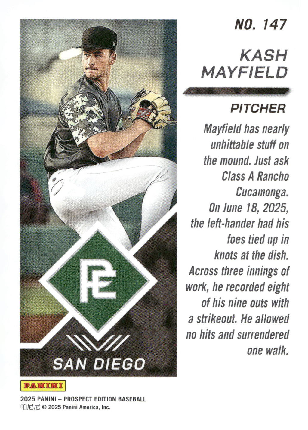 2025 Panini Prospect Edition #147 Kash Mayfield