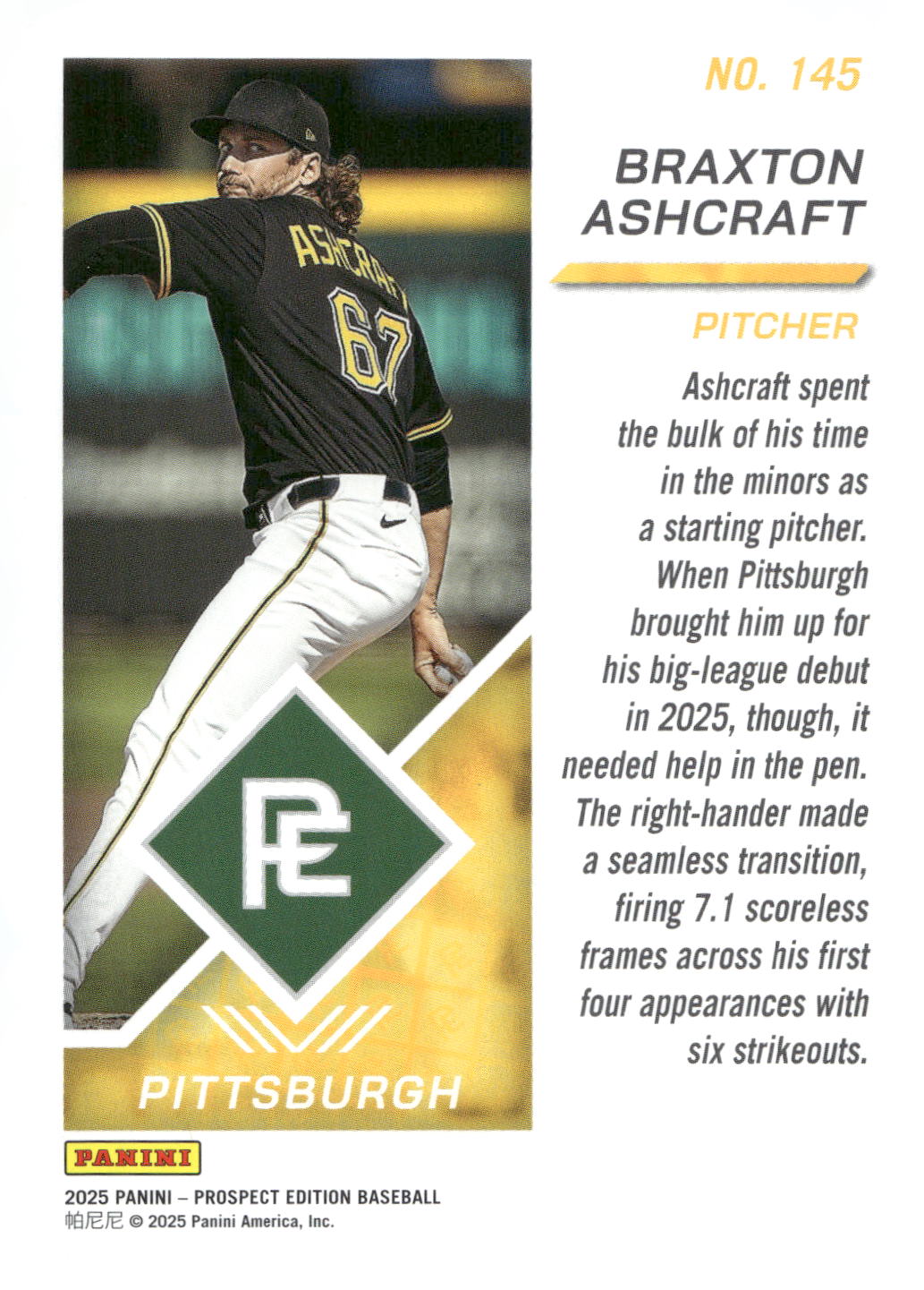 2025 Panini Prospect Edition #145 Braxton Ashcraft