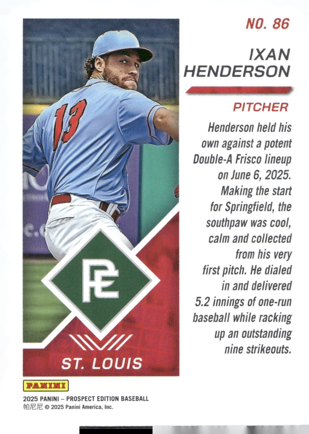 2025 Panini Prospect Edition #86 Ixan Henderson Green