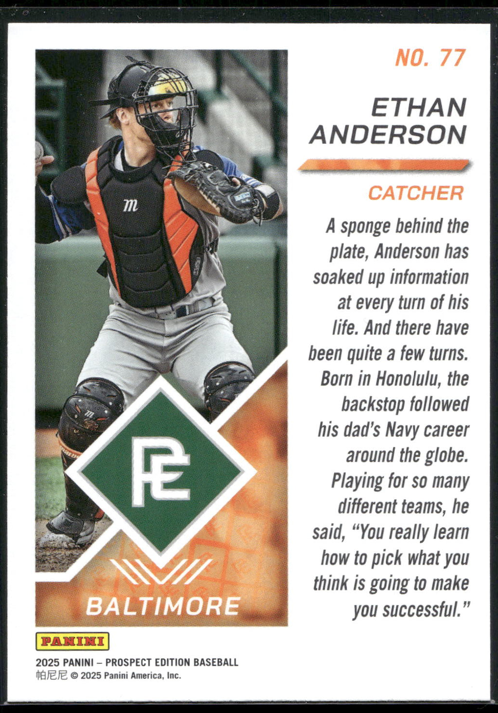 2025 Panini Prospect Edition #77 Ethan Anderson