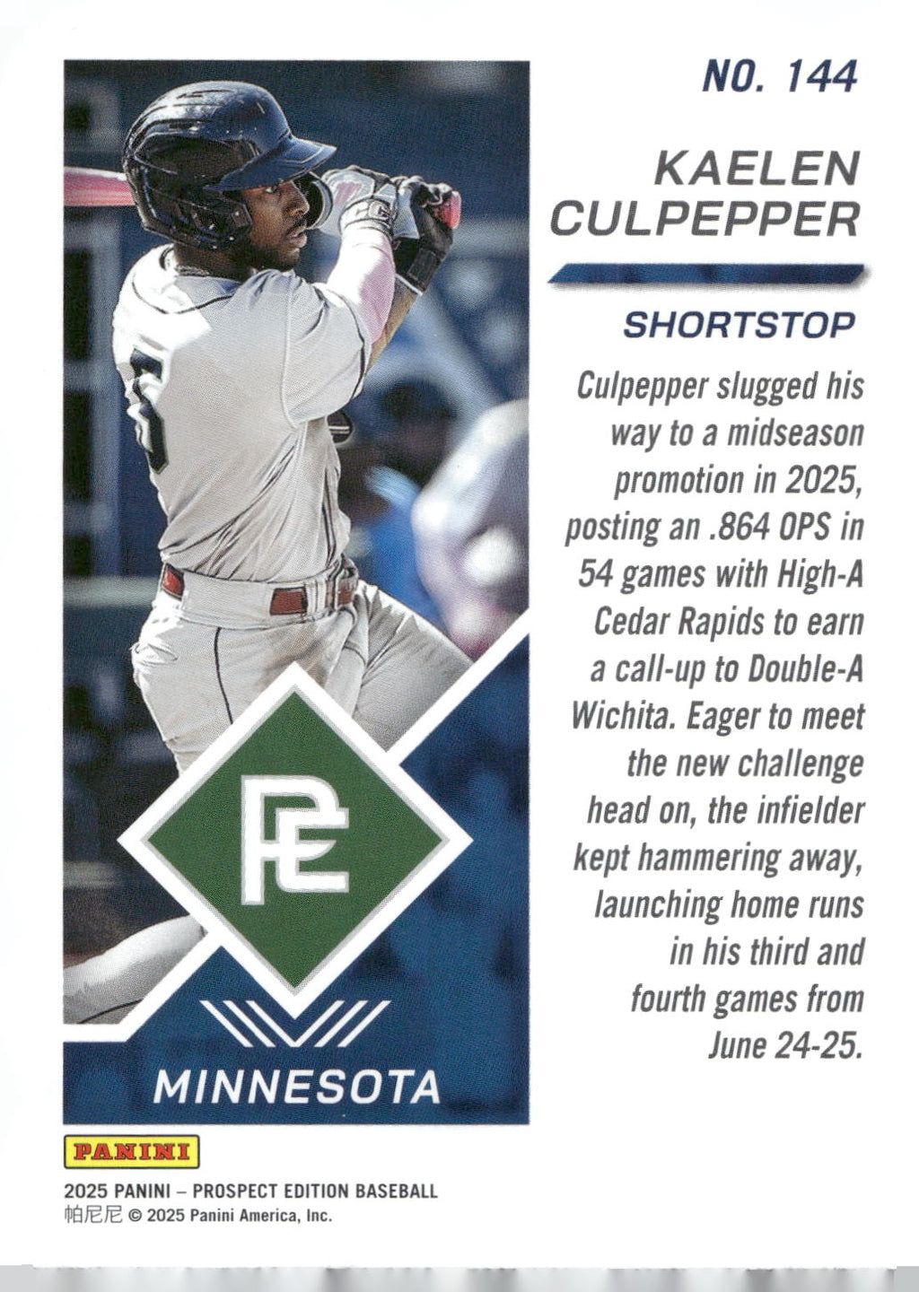 2025 Panini Prospect Edition #144 Kaelen Culpepper