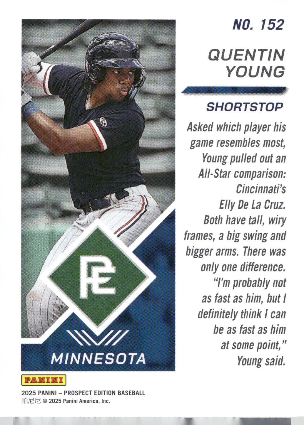 2025 Panini Prospect Edition #152 Quentin Young