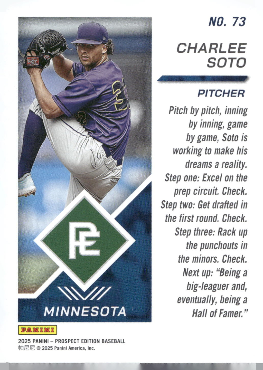 2025 Panini Prospect Edition #73 Charlee Soto