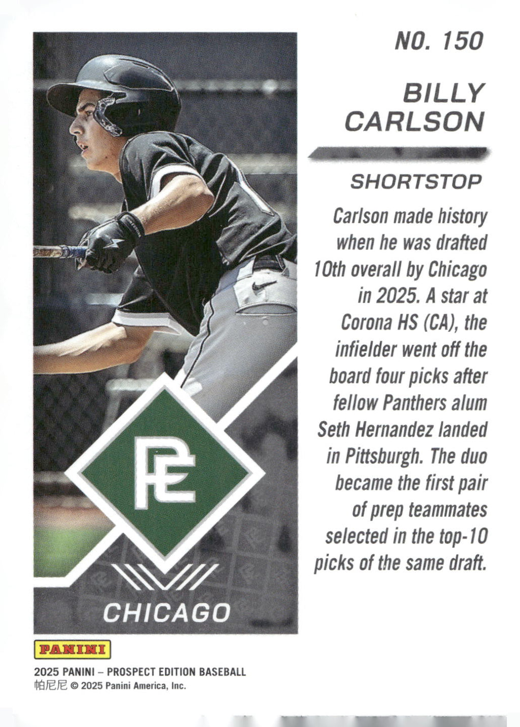 2025 Panini Prospect Edition #150 Billy Carlson
