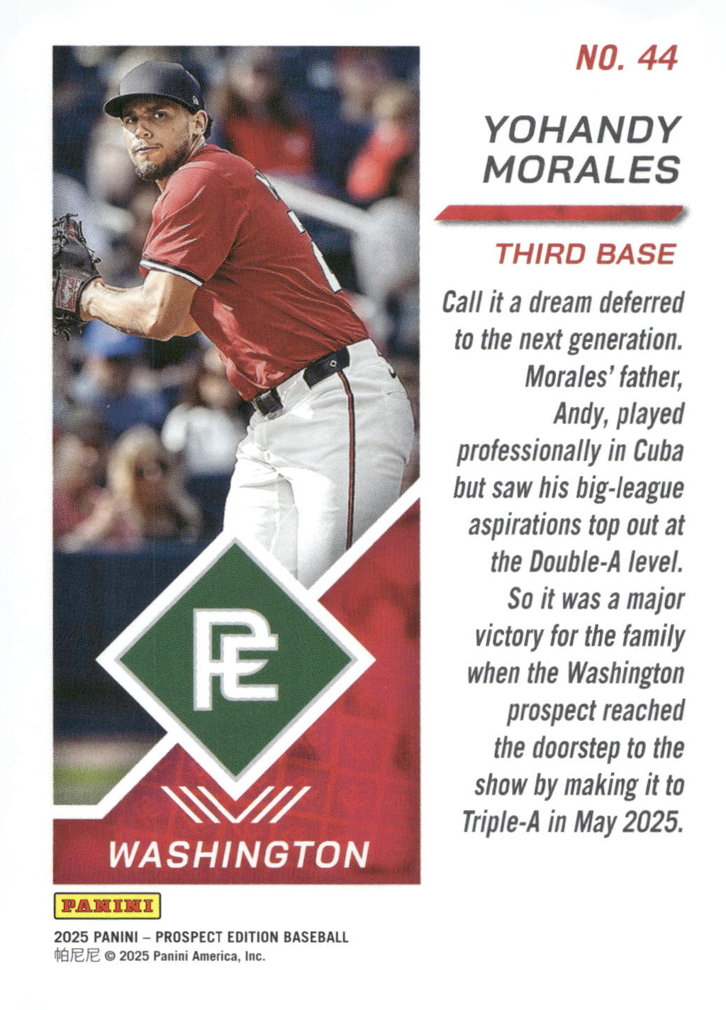 2025 Panini Prospect Edition #44 Yohandy Morales Green