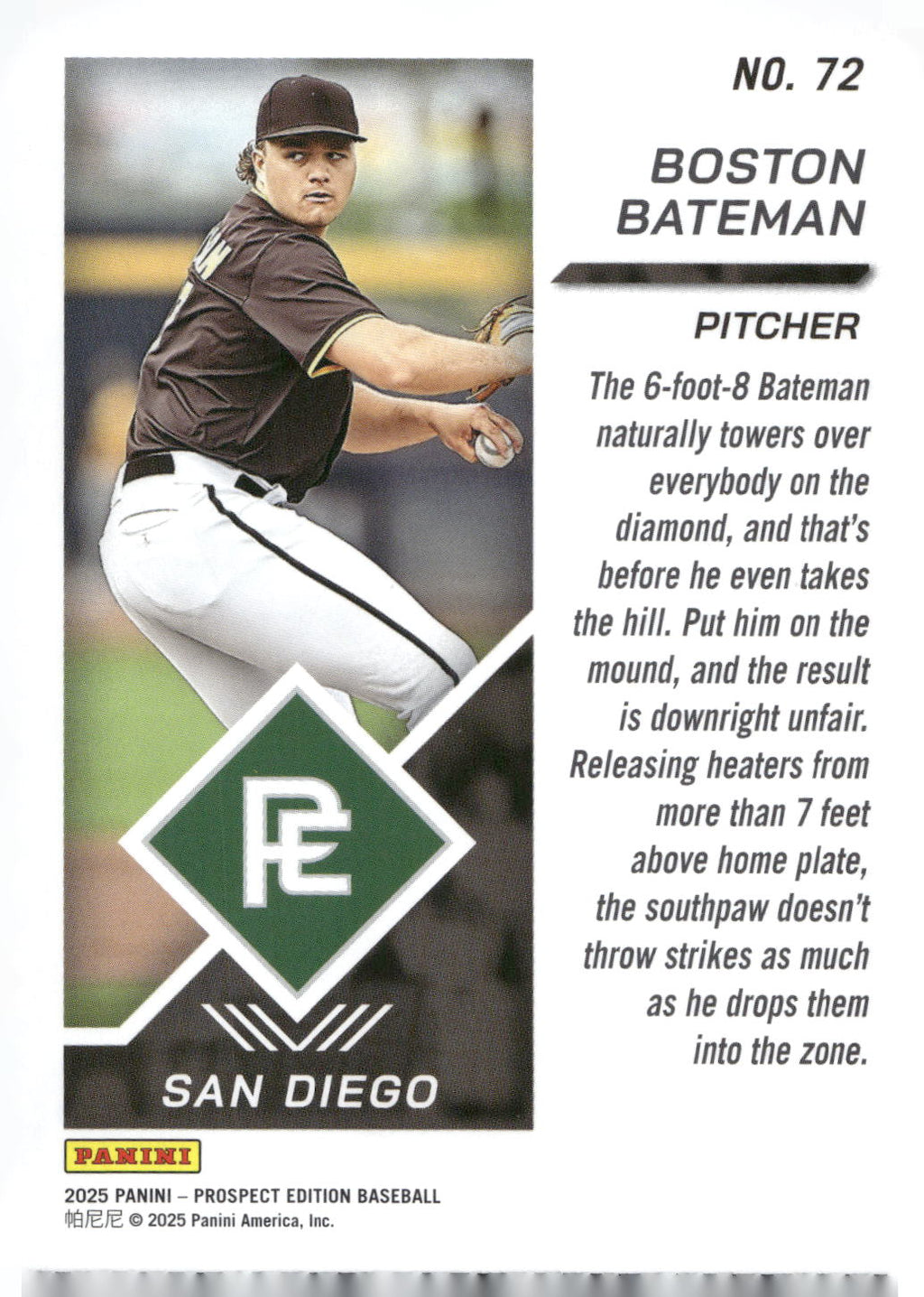 2025 Panini Prospect Edition #72 Boston Bateman
