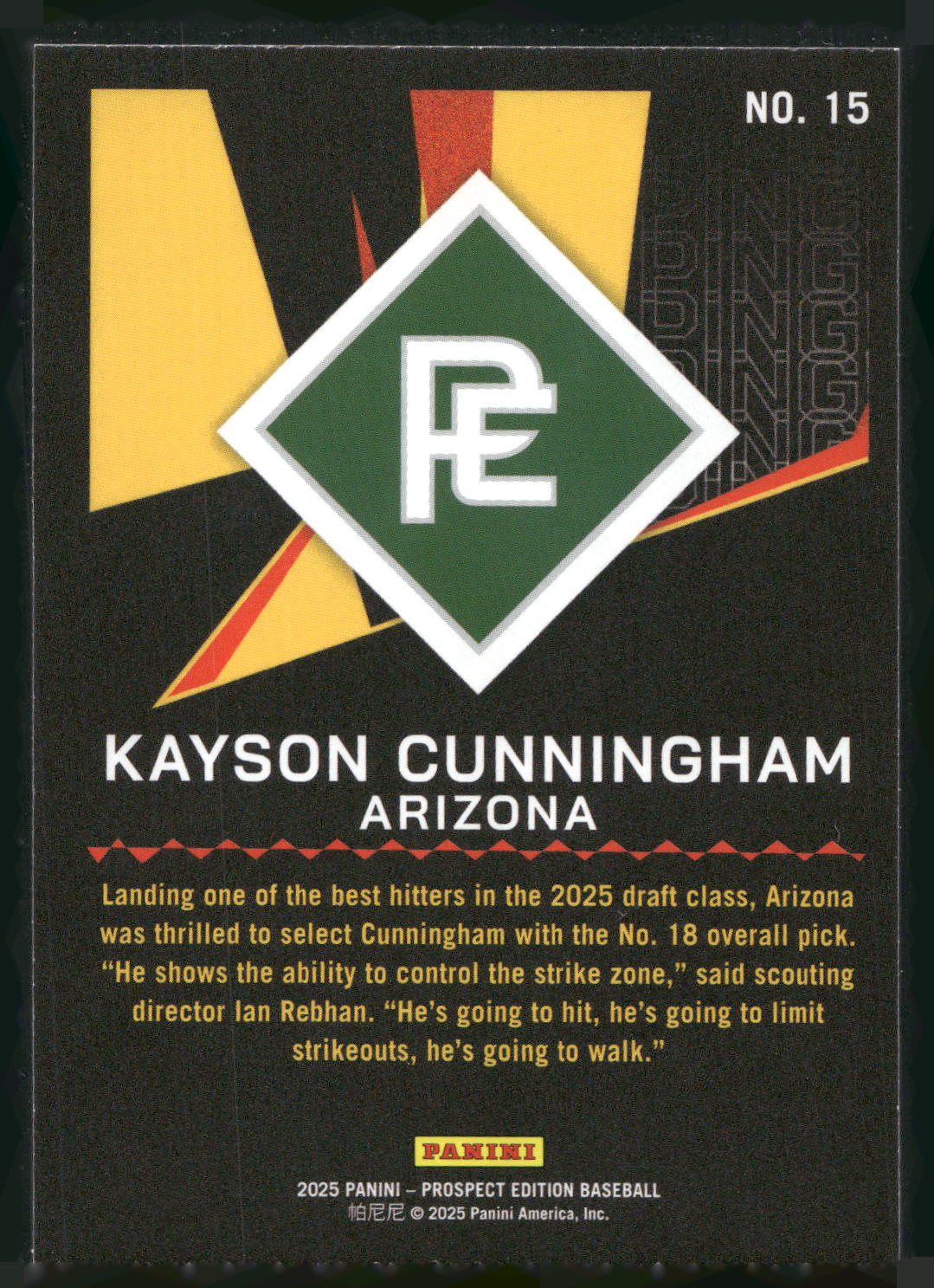 2025 Panini Prospect Edition #15 Kayson Cunningham Ping!
