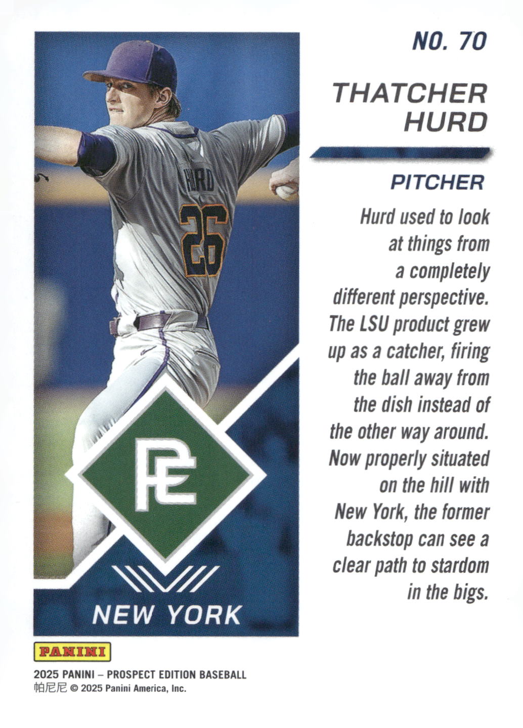 2025 Panini Prospect Edition #70 Thatcher Hurd