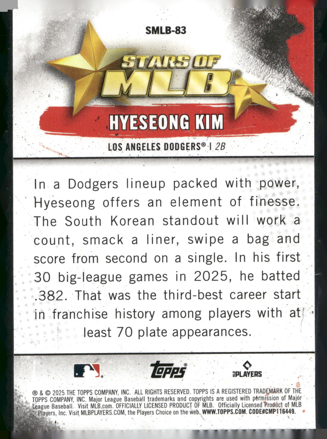 2025 Topps Update #SMLB-83 Hyeseong Kim Stars of MLB