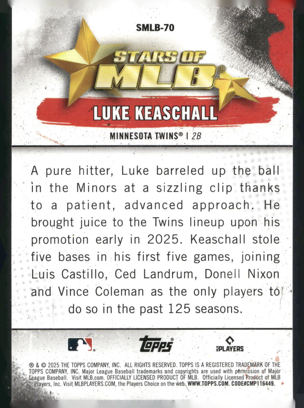 2025 Topps Update #SMLB-70 Luke Keaschall Stars of MLB
