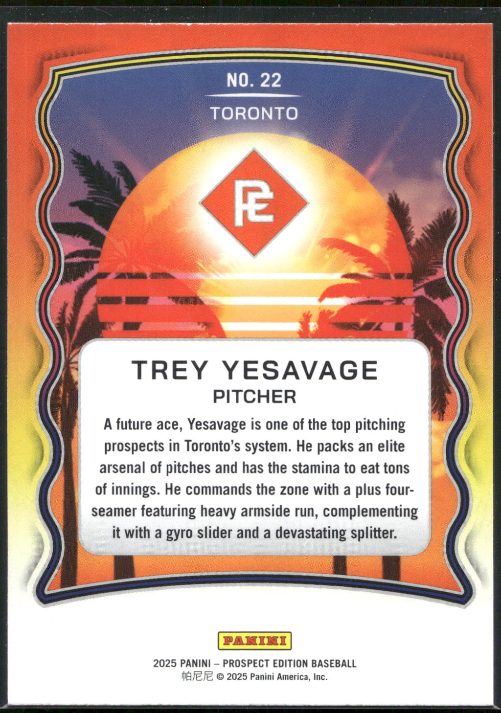 2025 Panini Prospect Edition #22 Trey Yesavage Prepping for the Pros - Green