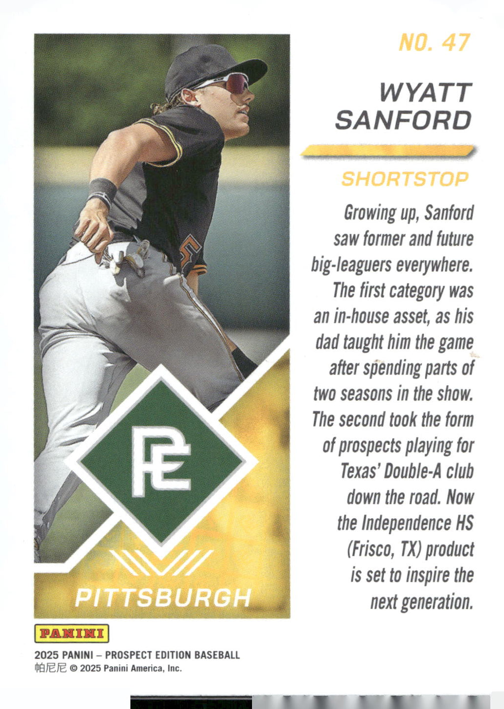2025 Panini Prospect Edition #47 Wyatt Sanford