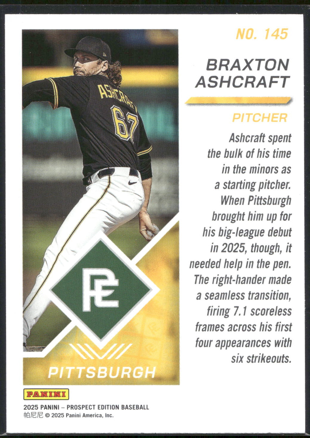 2025 Panini Prospect Edition #145 Braxton Ashcraft