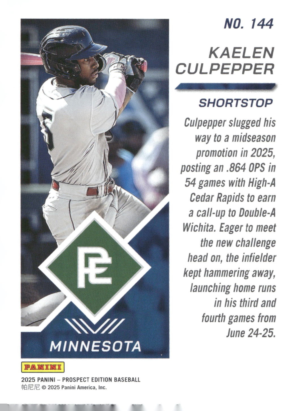 2025 Panini Prospect Edition #144 Kaelen Culpepper