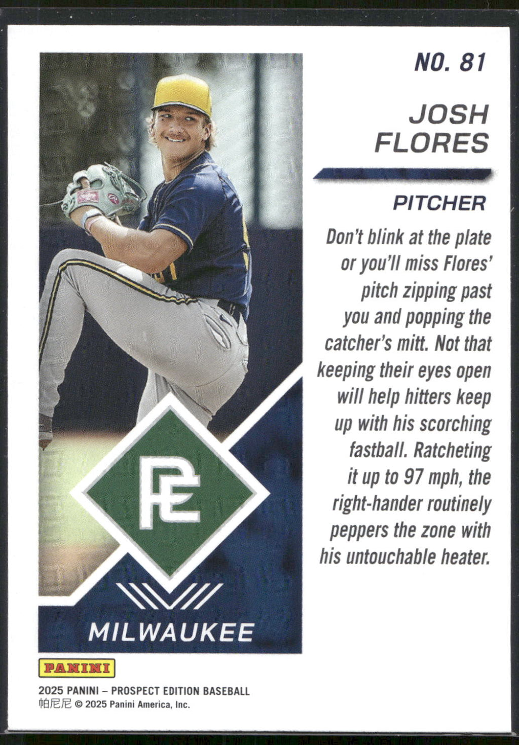 2025 Panini Prospect Edition #81 Josh Flores