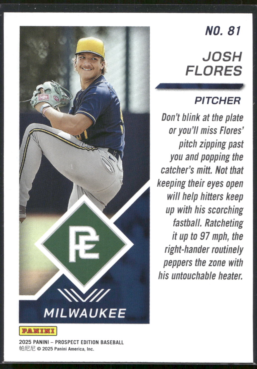 2025 Panini Prospect Edition #81 Josh Flores