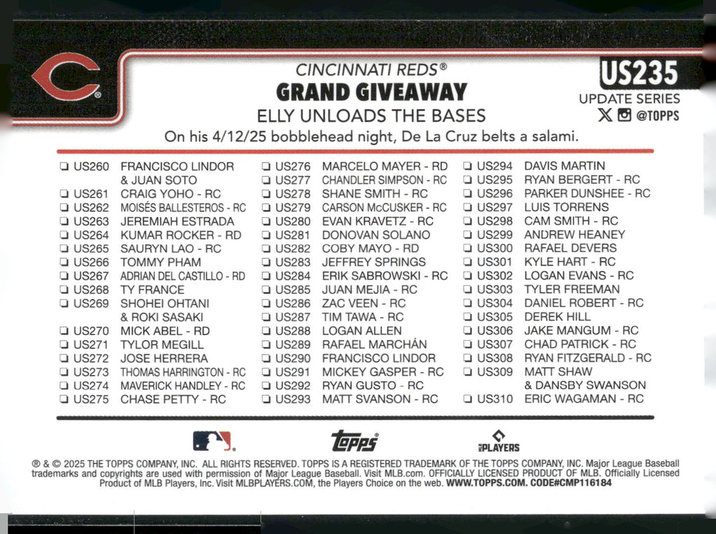 2025 Topps Update #US235 Grand Giveaway