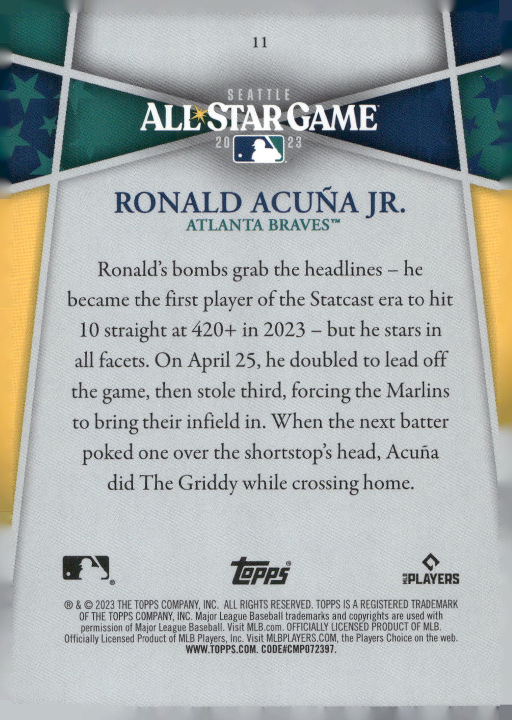 2023 Topps All-Star Game Gift with Purchase #11 Ronald Acuna Jr.
