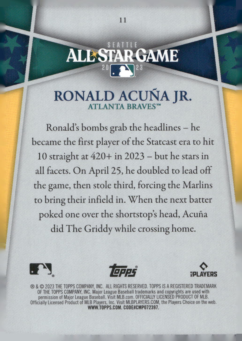 2023 Topps All-Star Game Gift with Purchase #11 Ronald Acuna Jr.