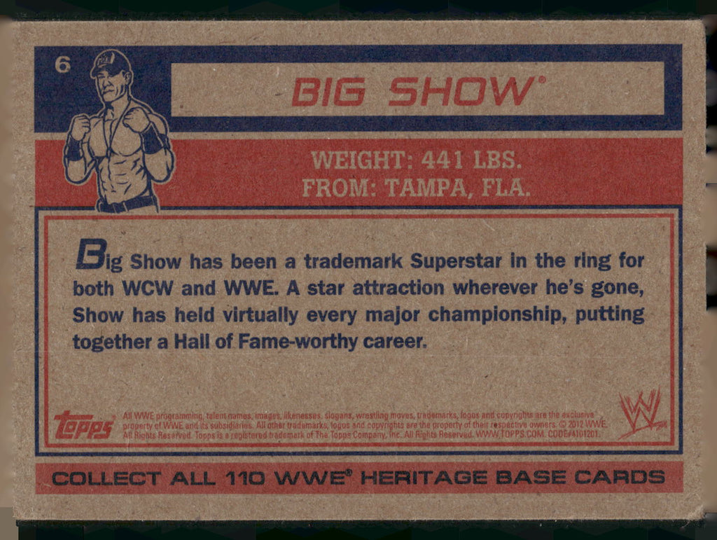 2012 Topps Heritage WWE #6 Big Show