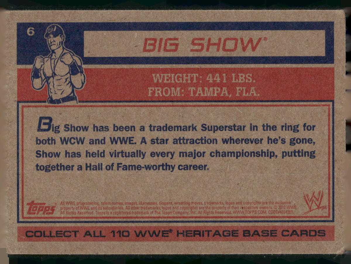 2012 Topps Heritage WWE #6 Big Show