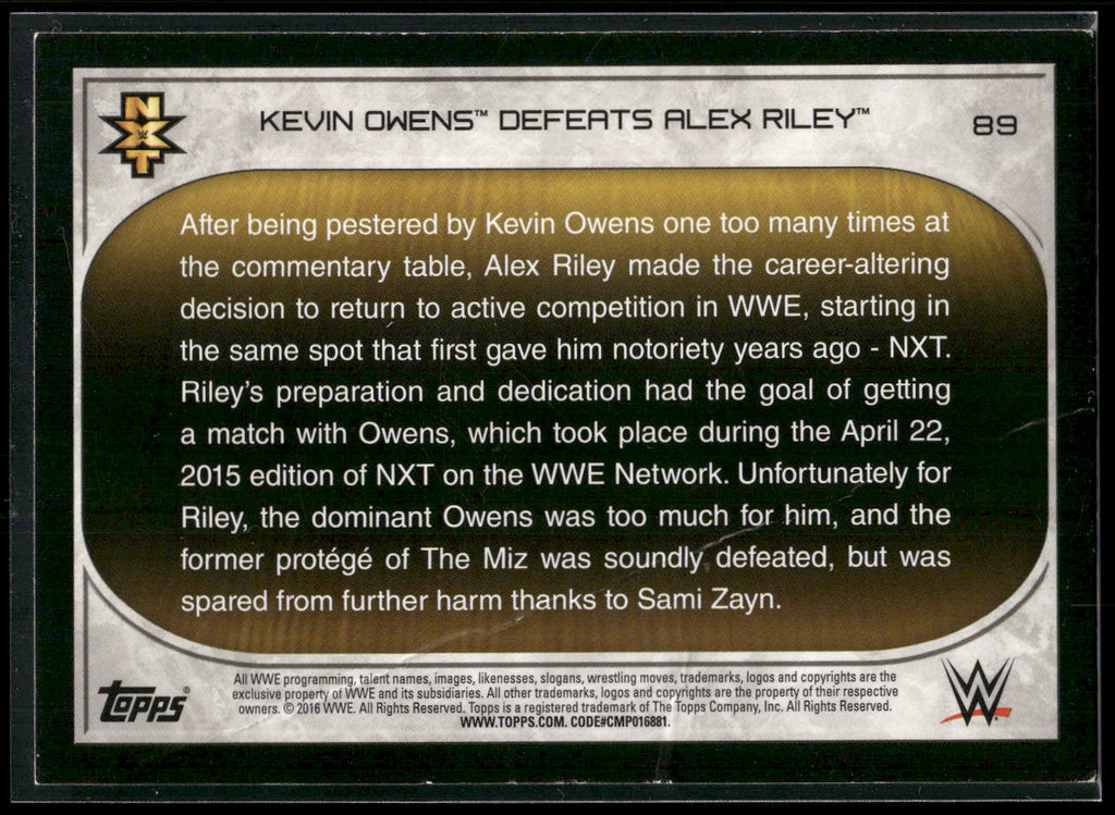 2016 Topps WWE Road to Wrestlemania #89 Kevin Owens