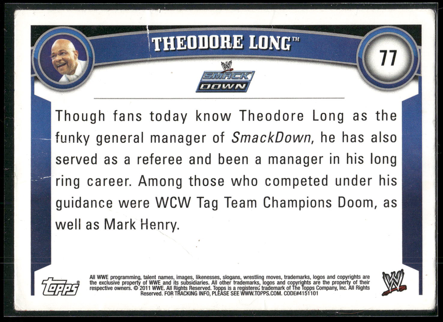 2011 Topps WWE #77 Theodore Long
