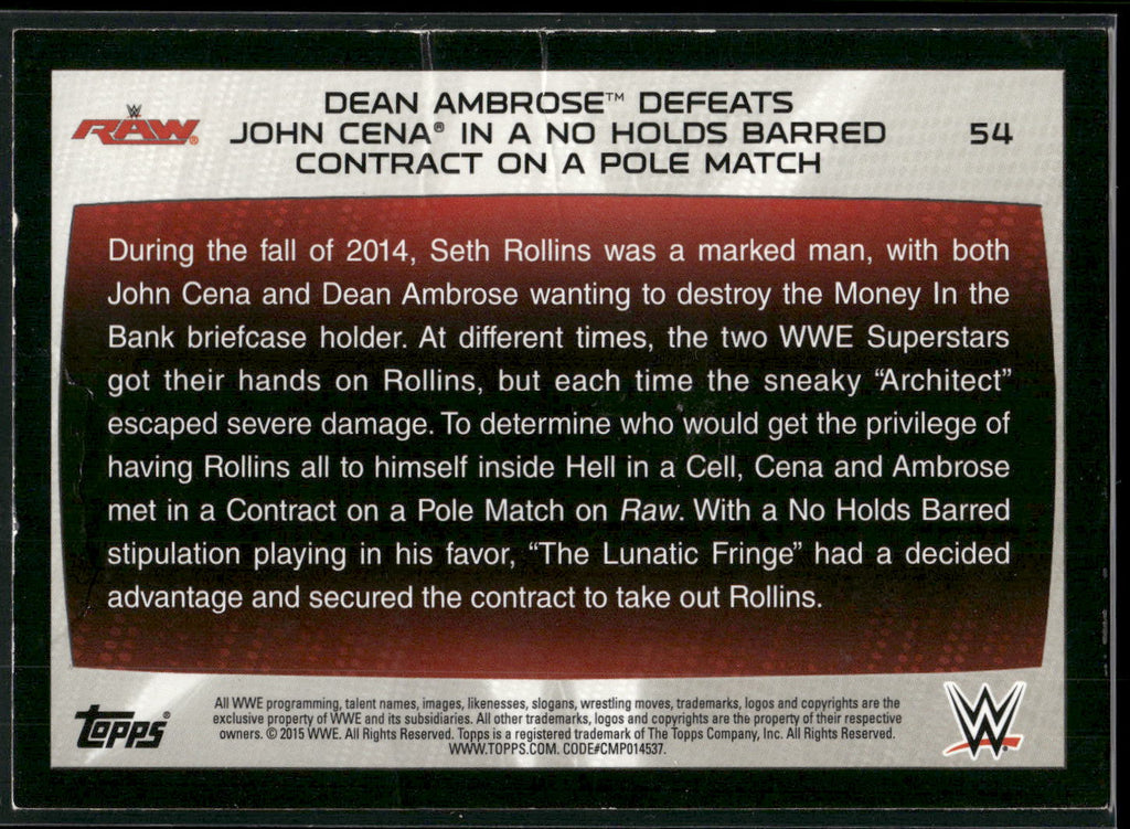 2015 Topps WWE Road to Wrestlemania #54 Dean Ambrose