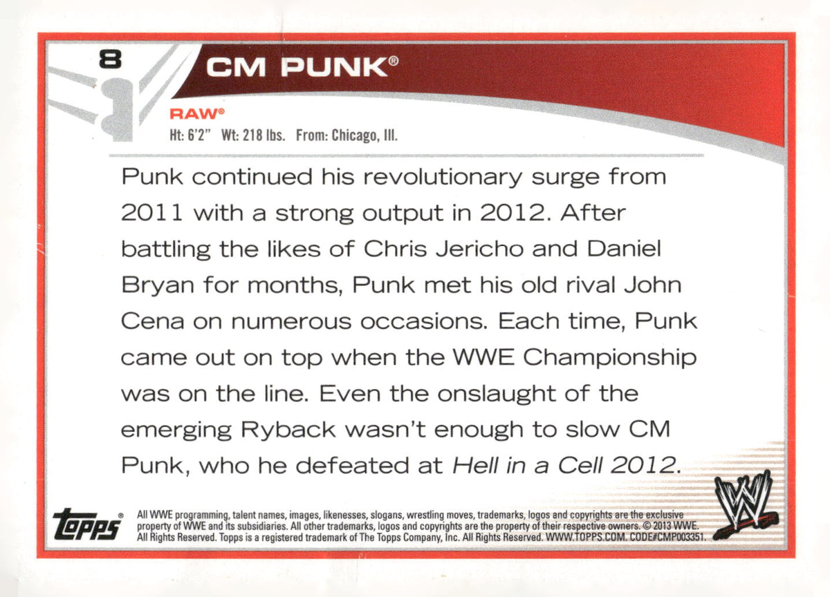 2013 Topps WWE #8 CM Punk