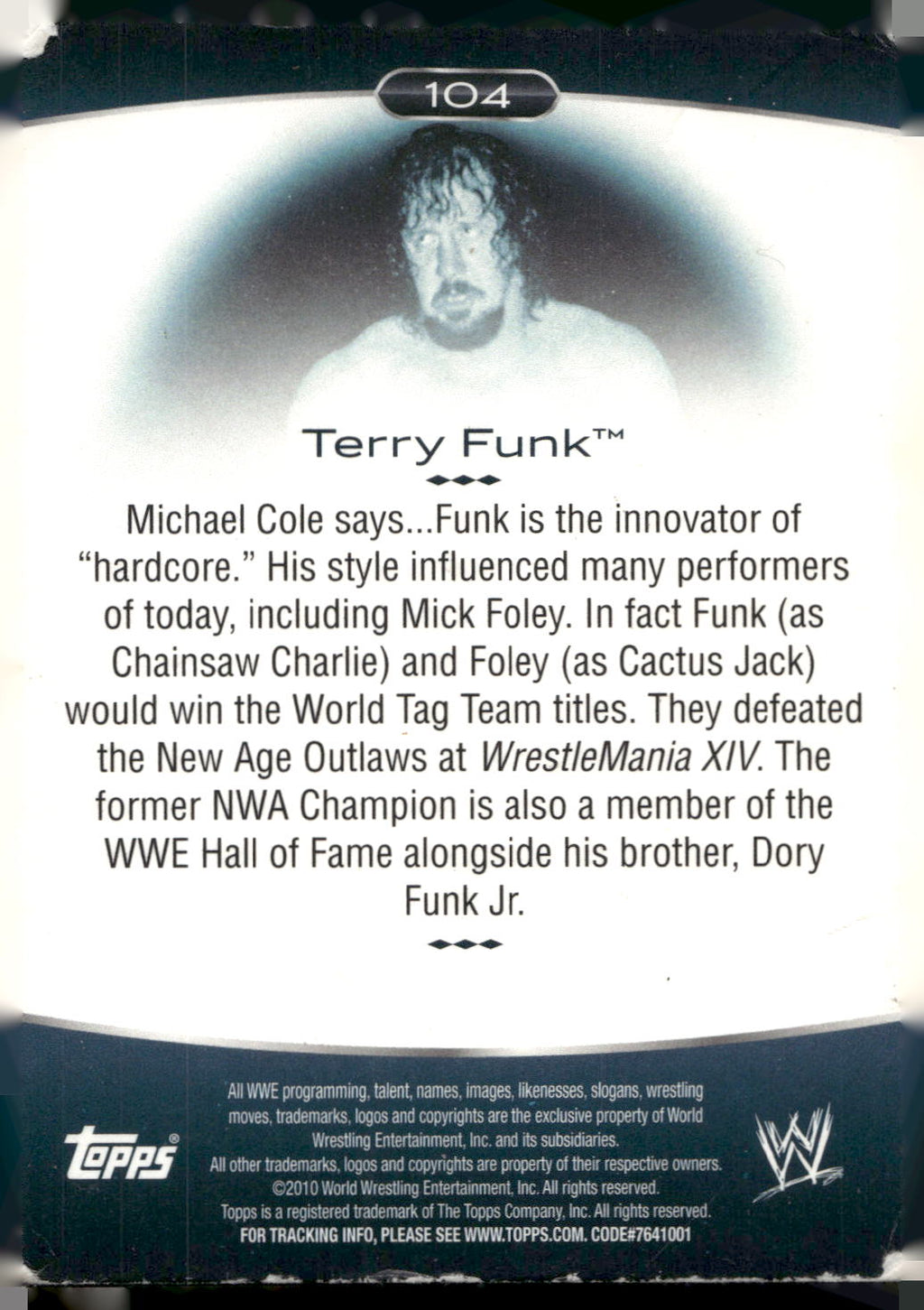 2010 Topps Platinum WWE #104 Terry Funk