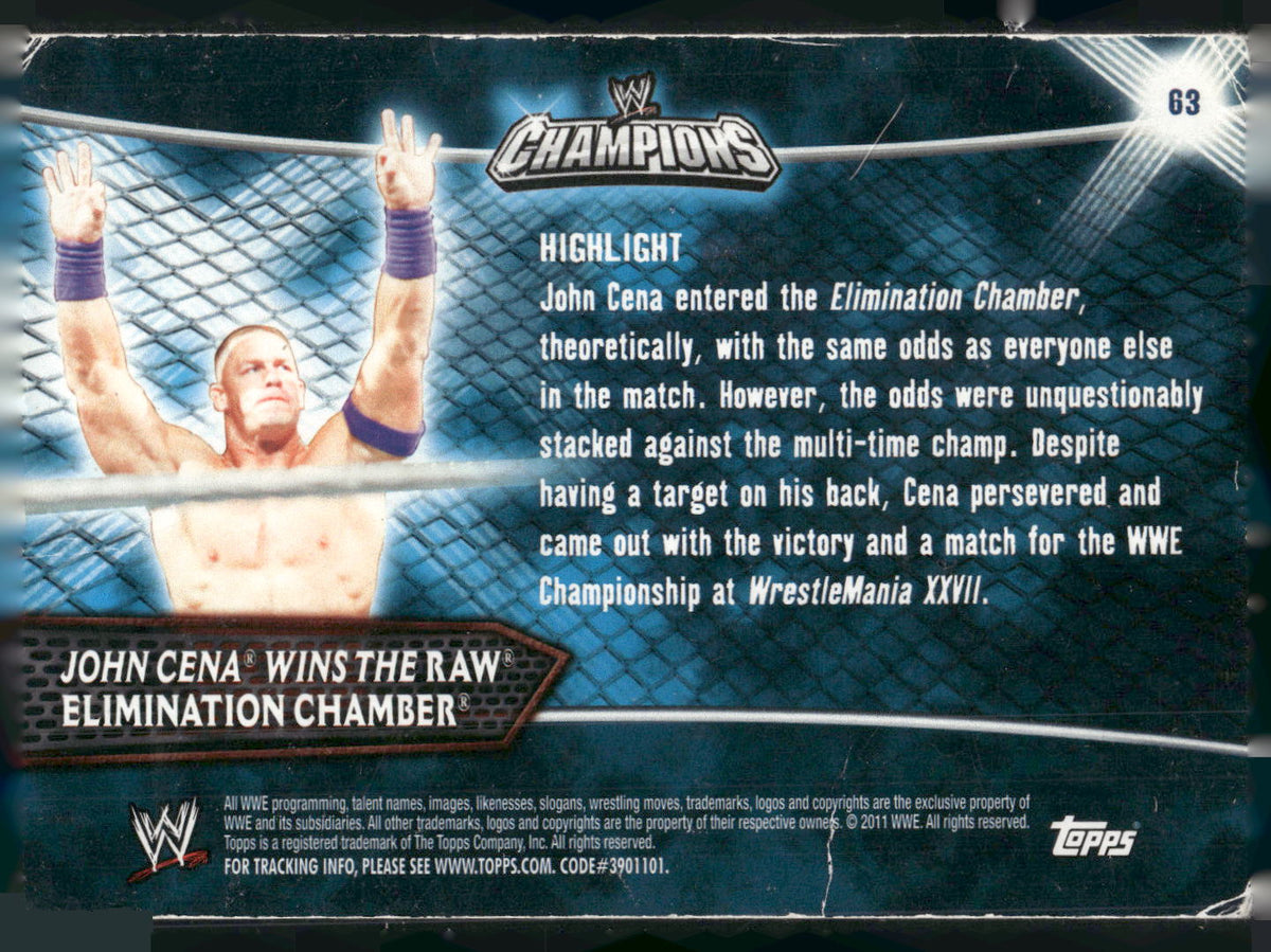 2011 Topps WWE Champions #63 John Cena Wins the Raw Elimination Chamber