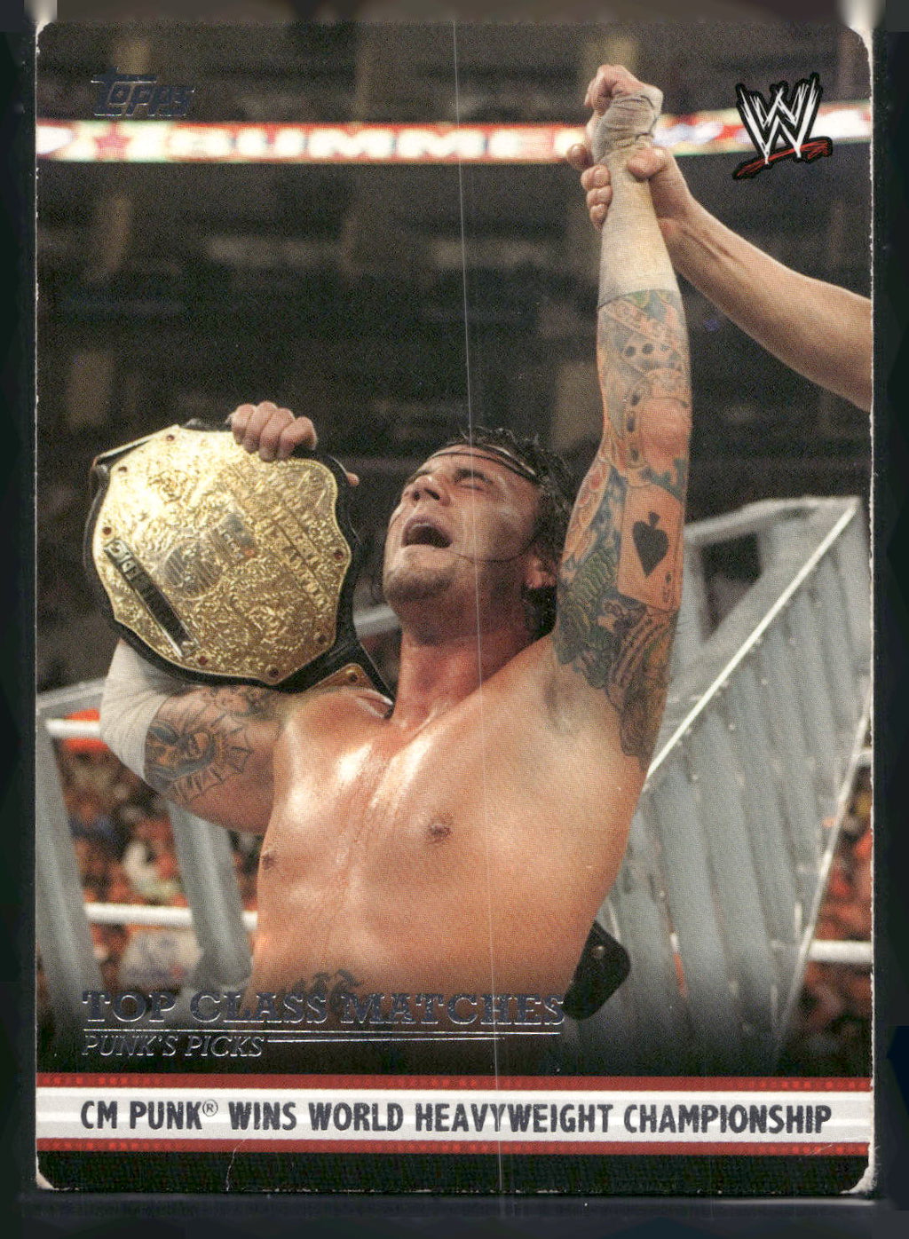2012 Topps WWE #4 CM Punk Wins World Heavyweight Championship