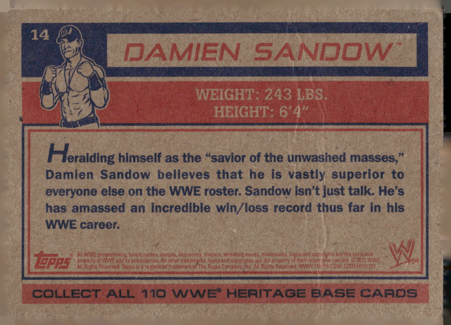 2012 Topps Heritage WWE #14 Damien Sandow