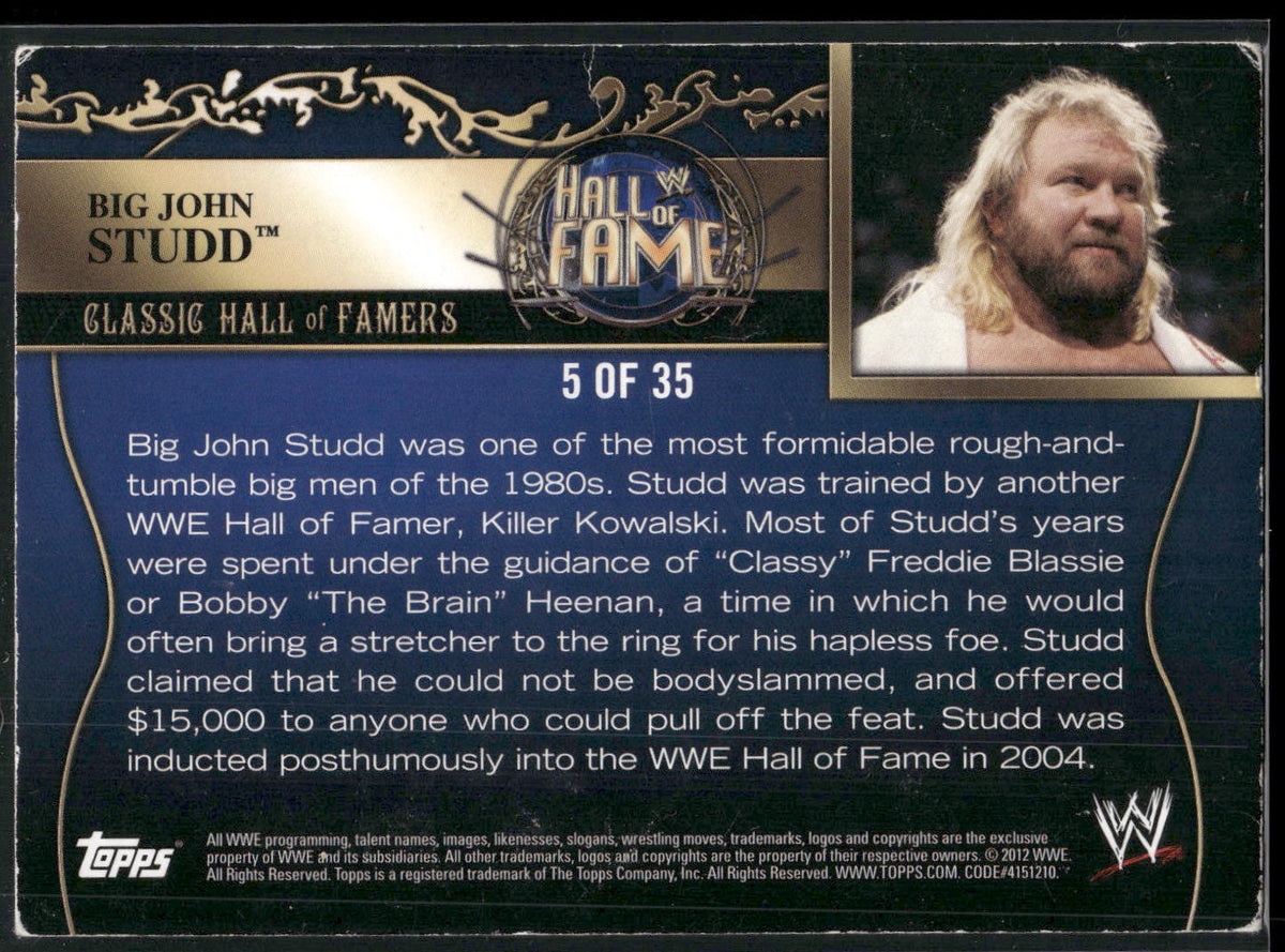 2012 Topps WWE #5 Big John Studd Classic Hall of Famers