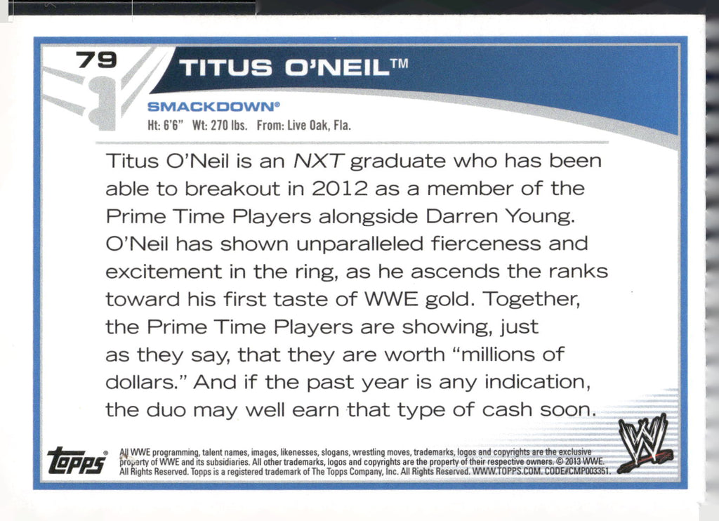 2013 Topps WWE #79 Titus O'Neil