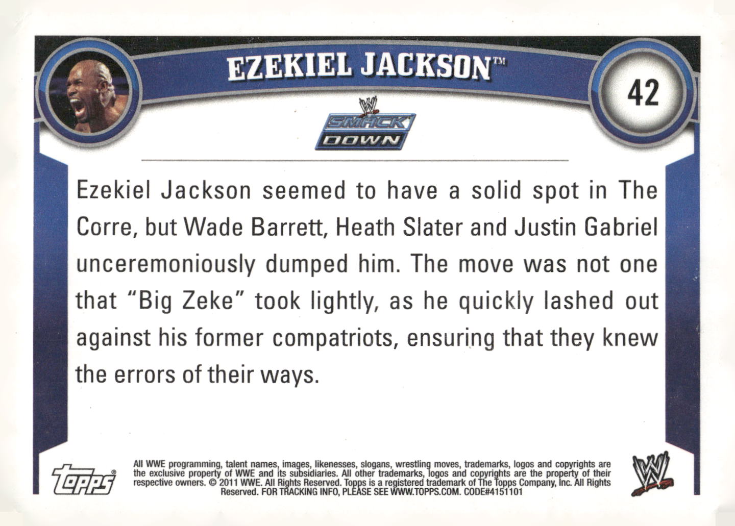 2011 Topps WWE #42 Ezekiel Jackson
