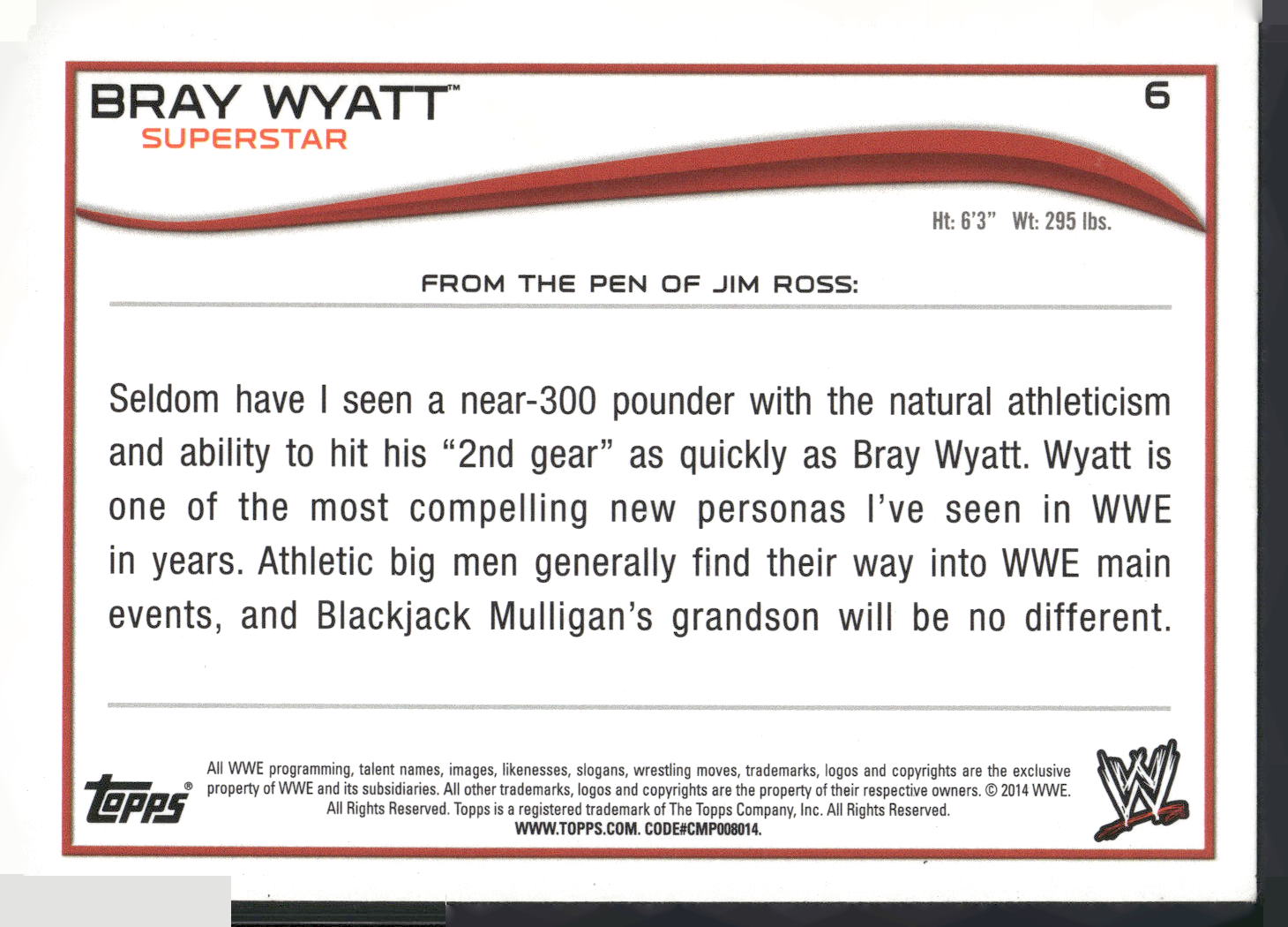 2014 Topps WWE #6 Bray Wyatt