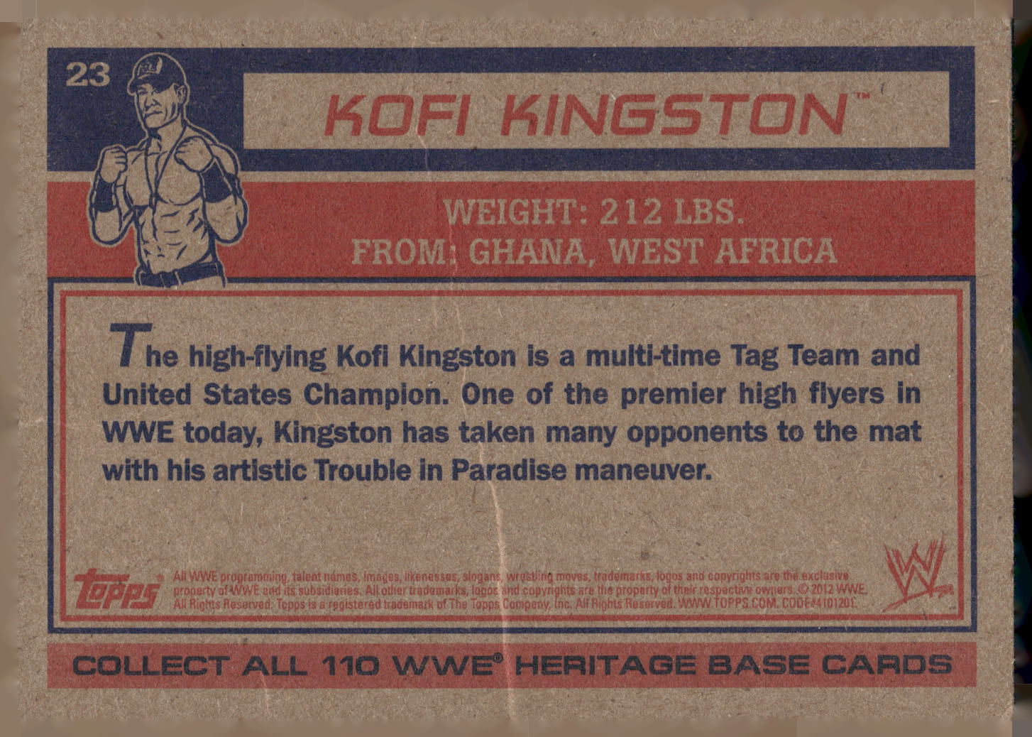 2012 Topps Heritage WWE #23 Kofi Kingston