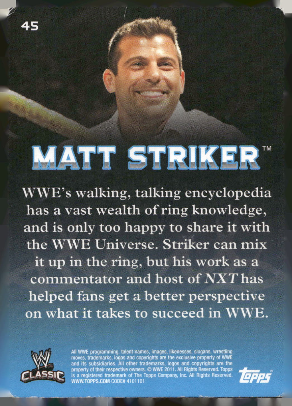 2011 Topps WWE Classic #45 Matt Striker