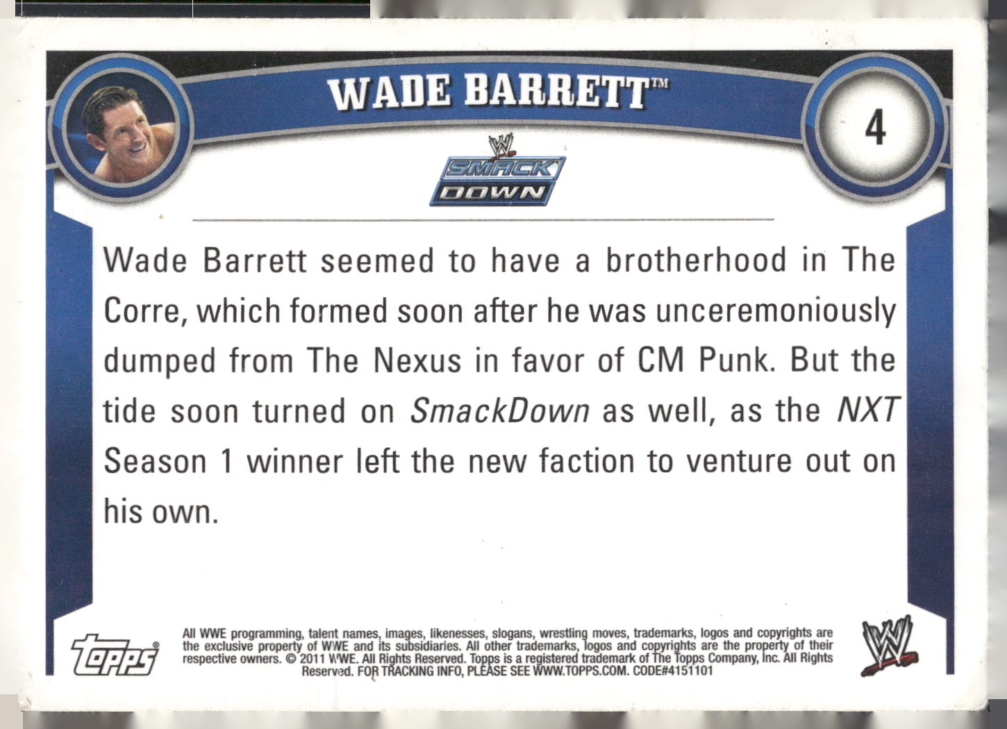 2011 Topps WWE #4 Wade Barrett