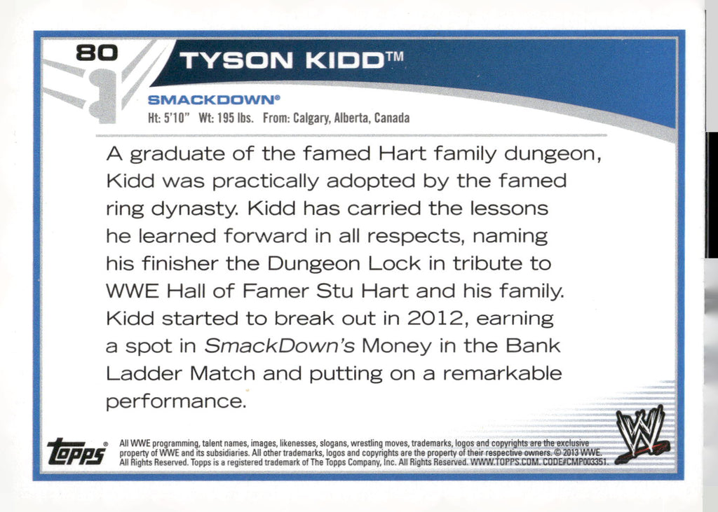2013 Topps WWE #80 Tyson Kidd
