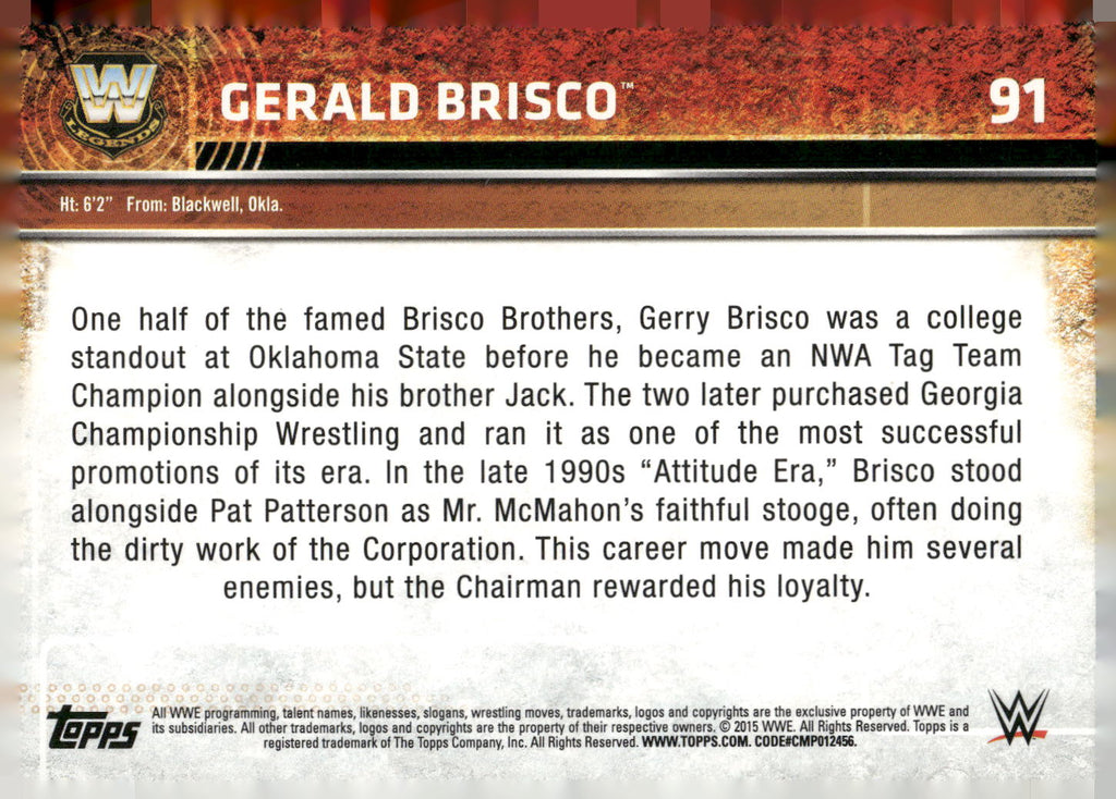 2015 Topps WWE #91 Gerald Brisco