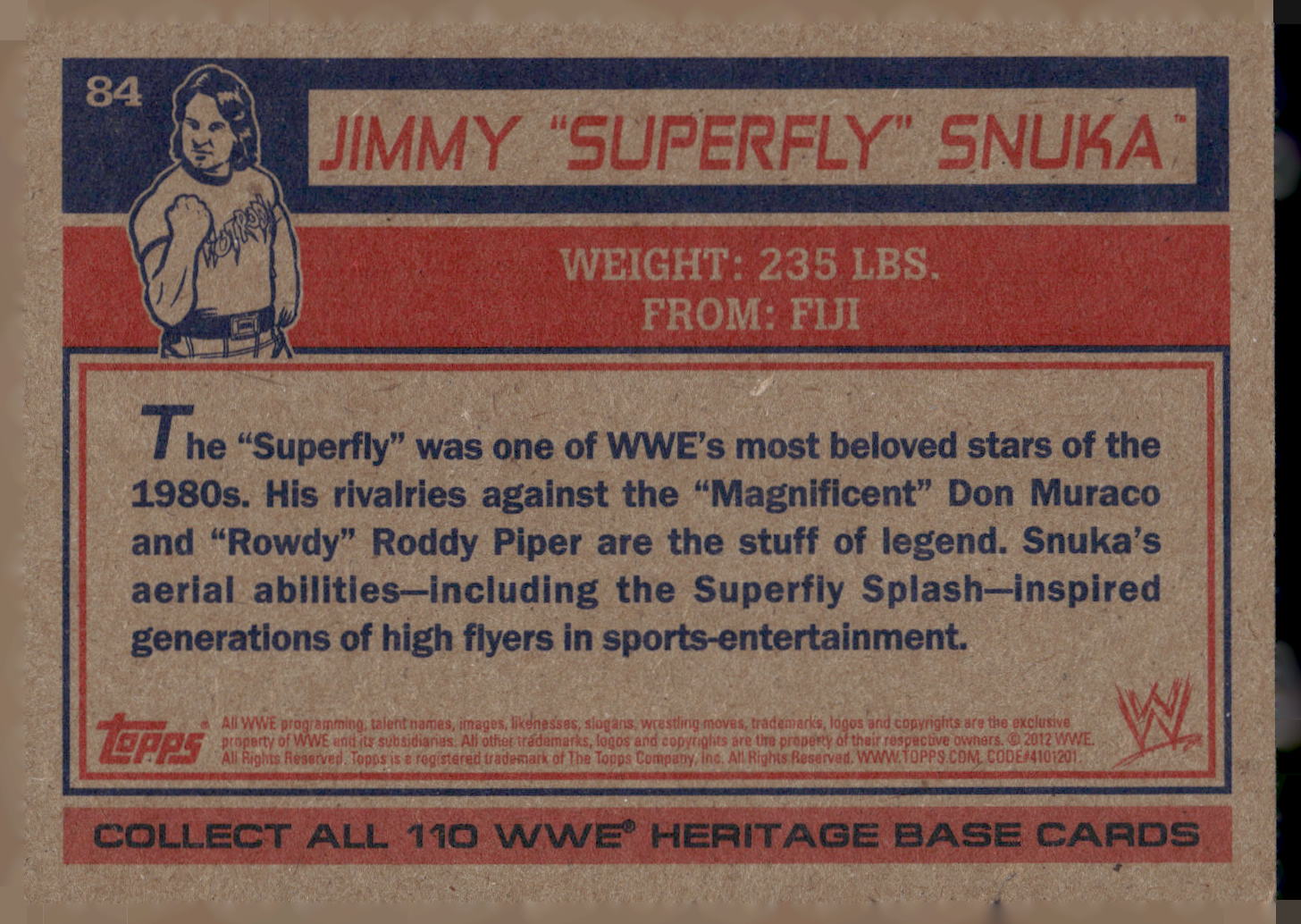 2012 Topps Heritage WWE #84 Superfly Jimmy Snuka