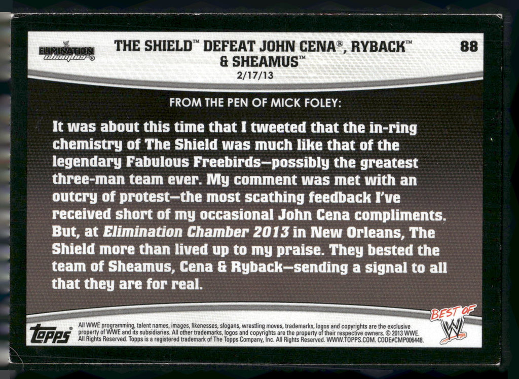 2013 Topps Best of WWE #88 The Shield Defeat John Cena