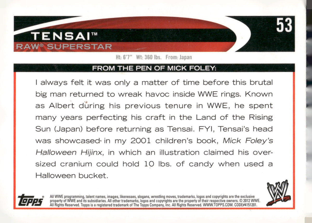 2012 Topps WWE #53 Lord Tensai