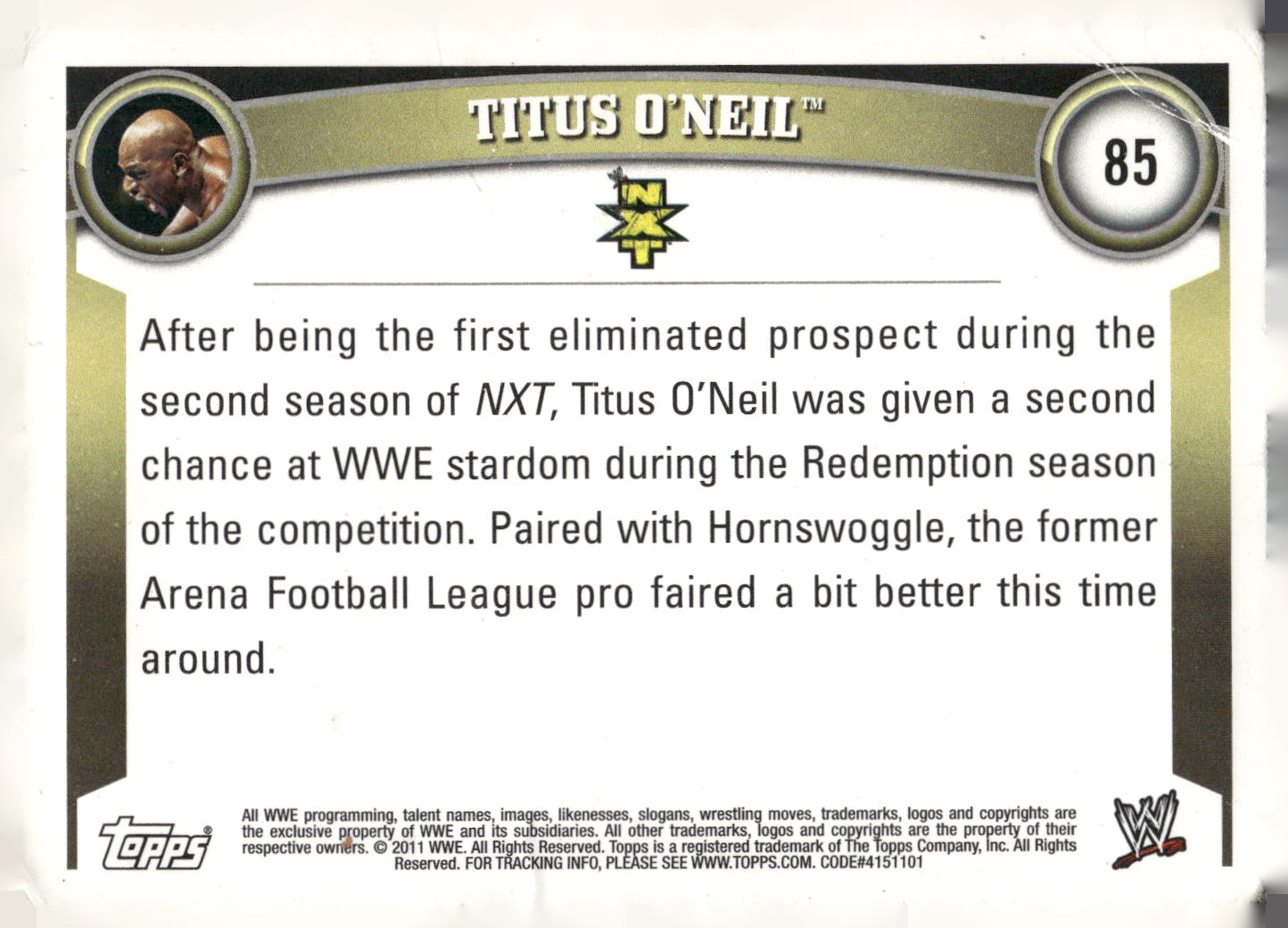 2011 Topps WWE #85 Titus O'Neil