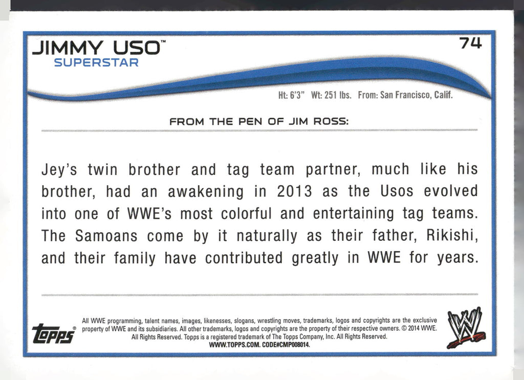 2014 Topps WWE #74 Jimmy Uso