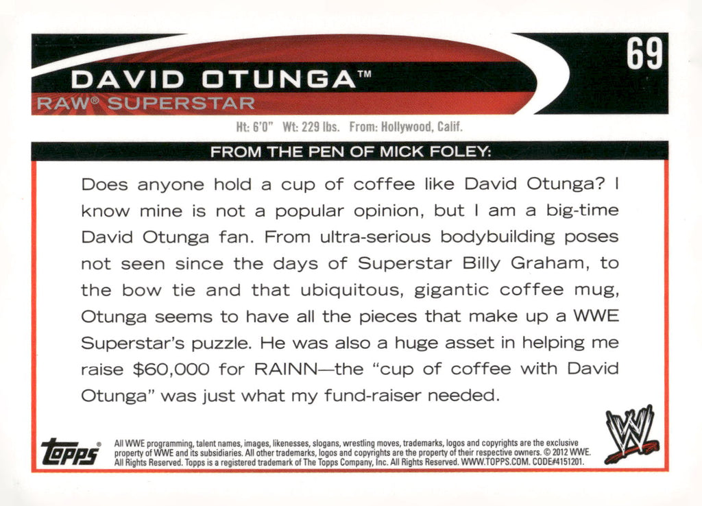 2012 Topps WWE #69 David Otunga