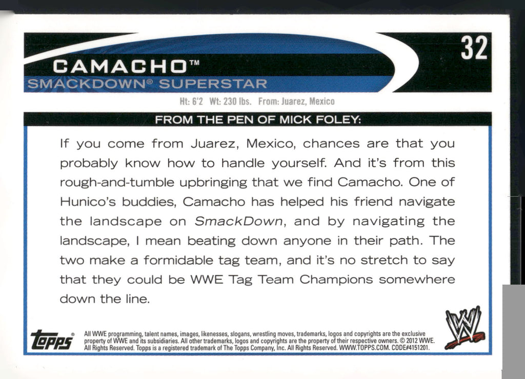2012 Topps WWE #32 Camacho