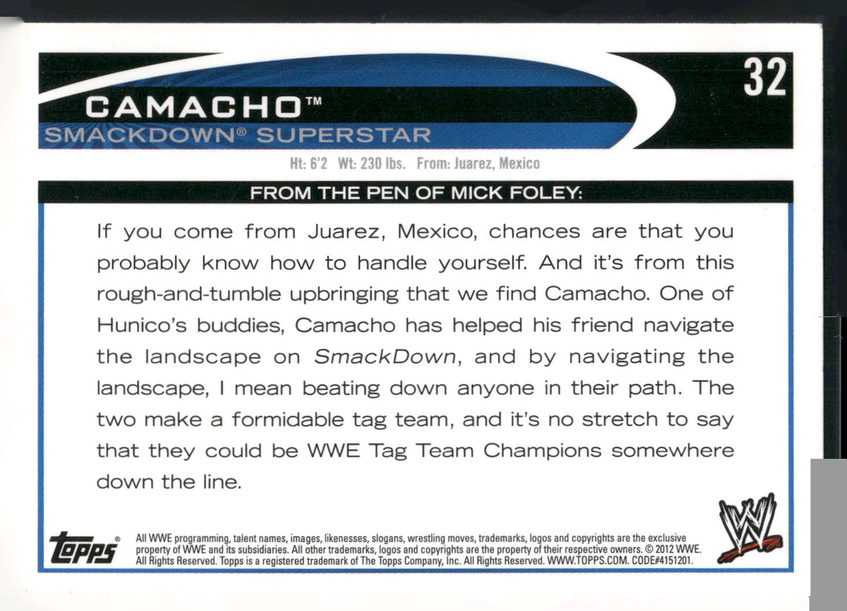 2012 Topps WWE #32 Camacho